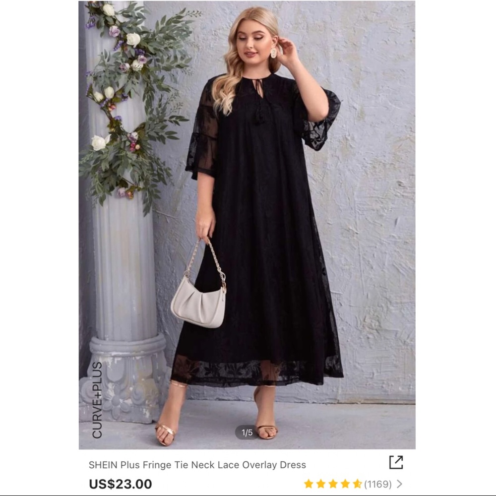 SHEIN Plus Lace Overlay Dress